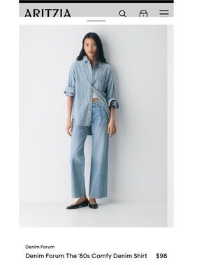 Aritzia Denim Forum 80’s Comfy Denim Shirt